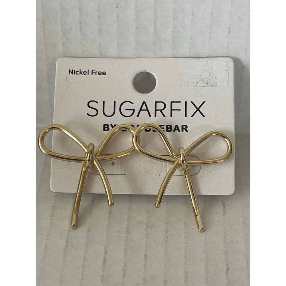 Sugarfix by BaubleBar Gold Tone Bow Statement Earrings Nickel Free NWT